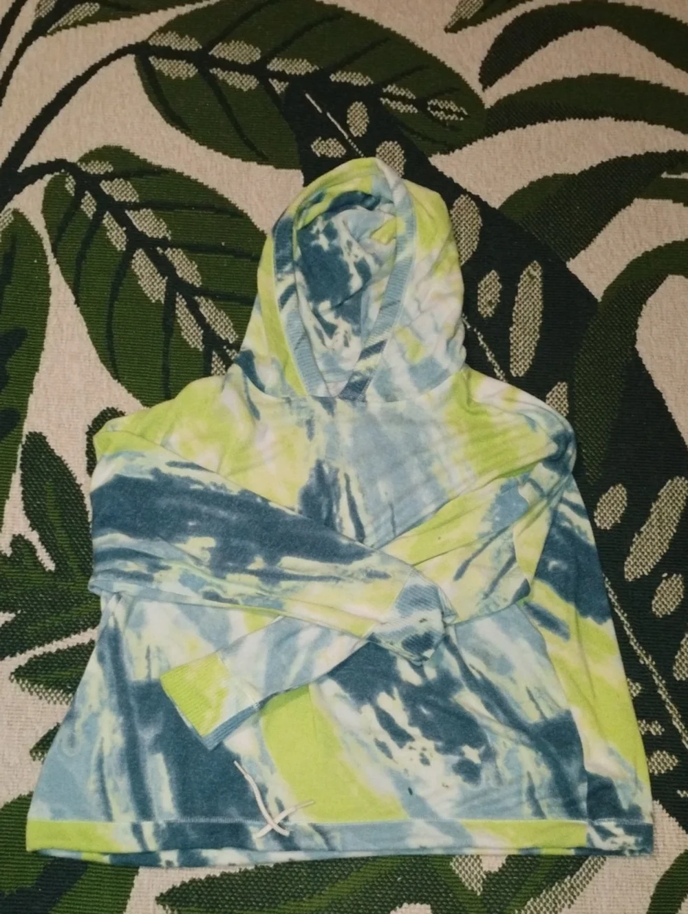 Justice Tie-Dye Hoodie in Blue and Lime